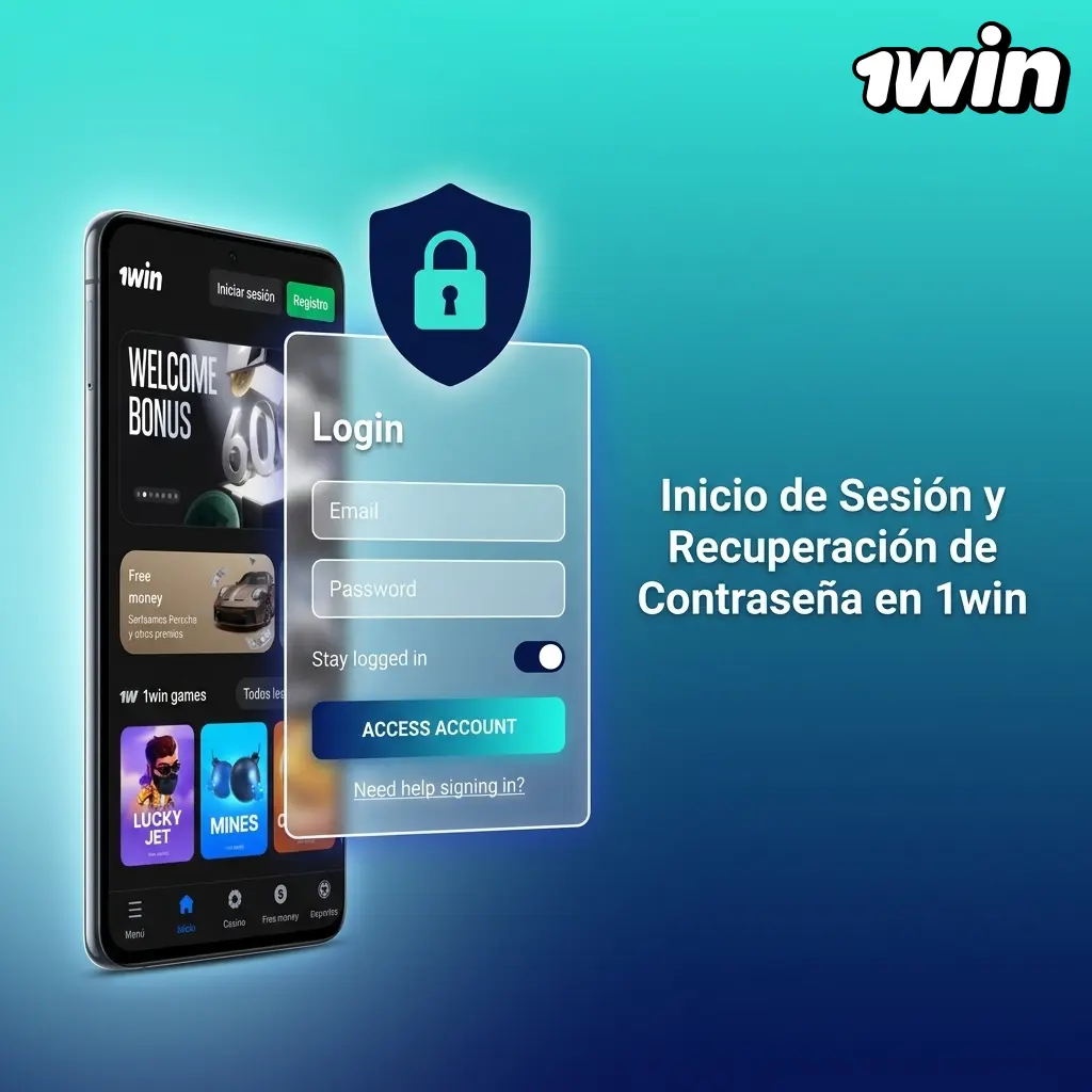 Pantalla de inicio de sesión y recuperación de contraseña en la plataforma 1win desde cualquier dispositivo
